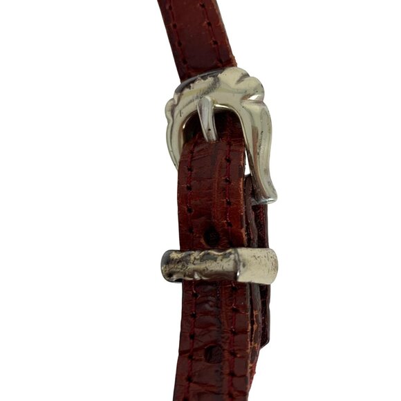 Brighton Oxblood Embossed Croc Leather Organizer Trifold Crossbody Bag EUC - Picture 5 of 14